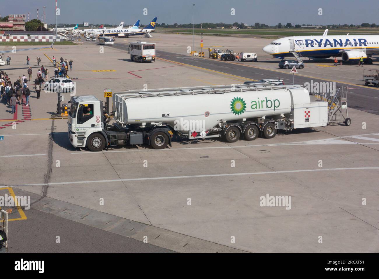 Fuel truck at airport Stock Photo - Alamy