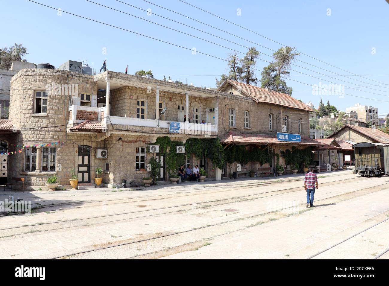 Jordan (Amman station) An old Turkish Ottoman steam train in Jordan - Hedjaz Jordan Railway Stock Photo