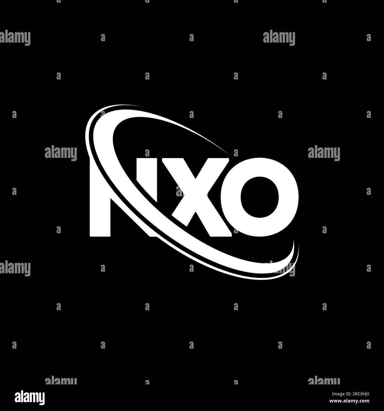 NXO logo. NXO letter. NXO letter logo design. Initials NXO logo linked with circle and uppercase monogram logo. NXO typography for technology, busines Stock Vector