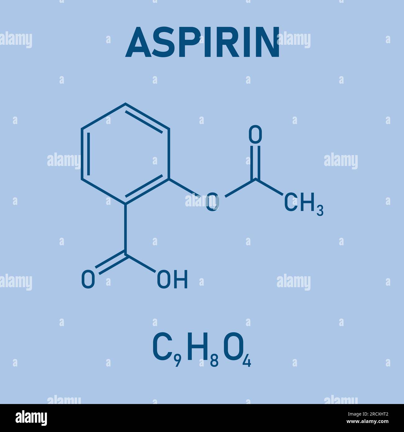 Chemical structure of Aspirin or Acetylsalicylic acid (C9H8O4