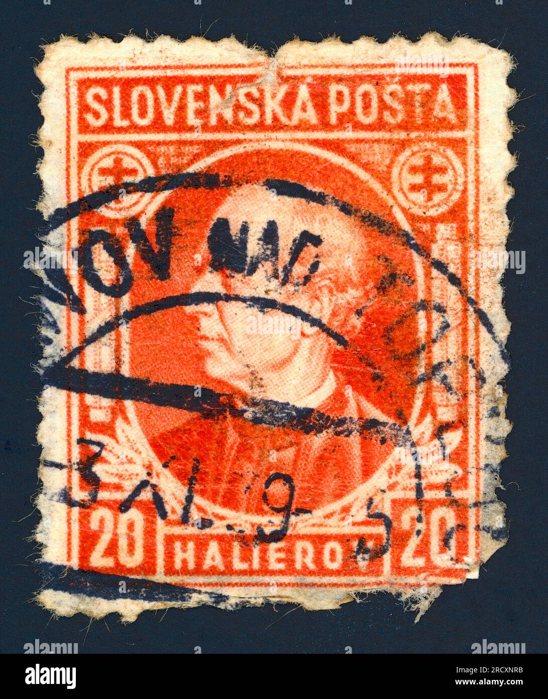 Andrej Hlinka (born András Hlinka (1864 – 1938) was a Slovak Catholic priest, journalist, banker, politician, and one of the most important Slovakian public activists in Czechoslovakia before the Second World War. A stamp issued in the First Slovak Republic (1939 – 1945). Stock Photo