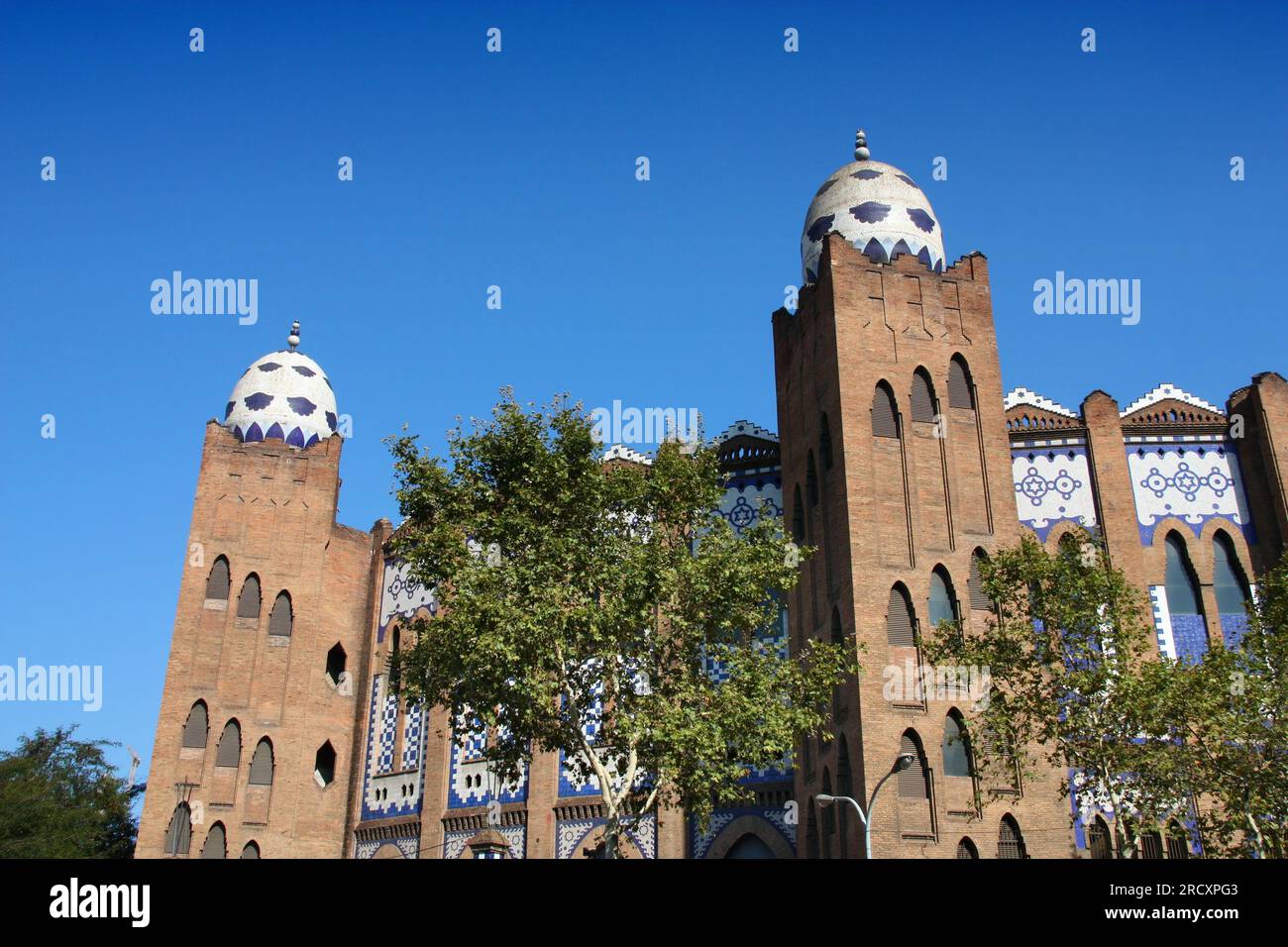 La Monumental bullring architecture in Barcelona, Spain. Bull ring arena. Stock Photo