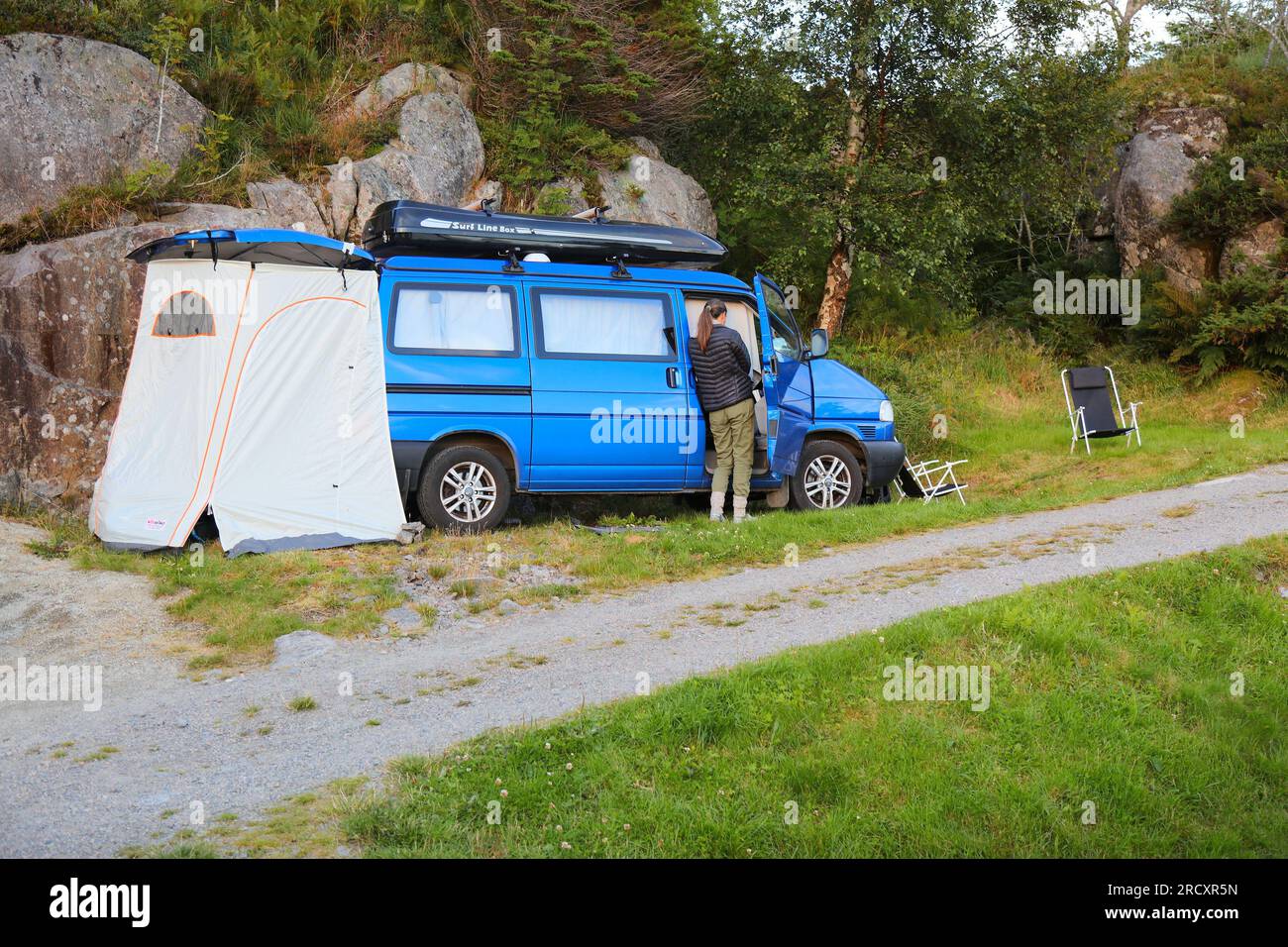 VESTLAND, NORWAY JULY 23, 2020 Home made camper van in Vestland