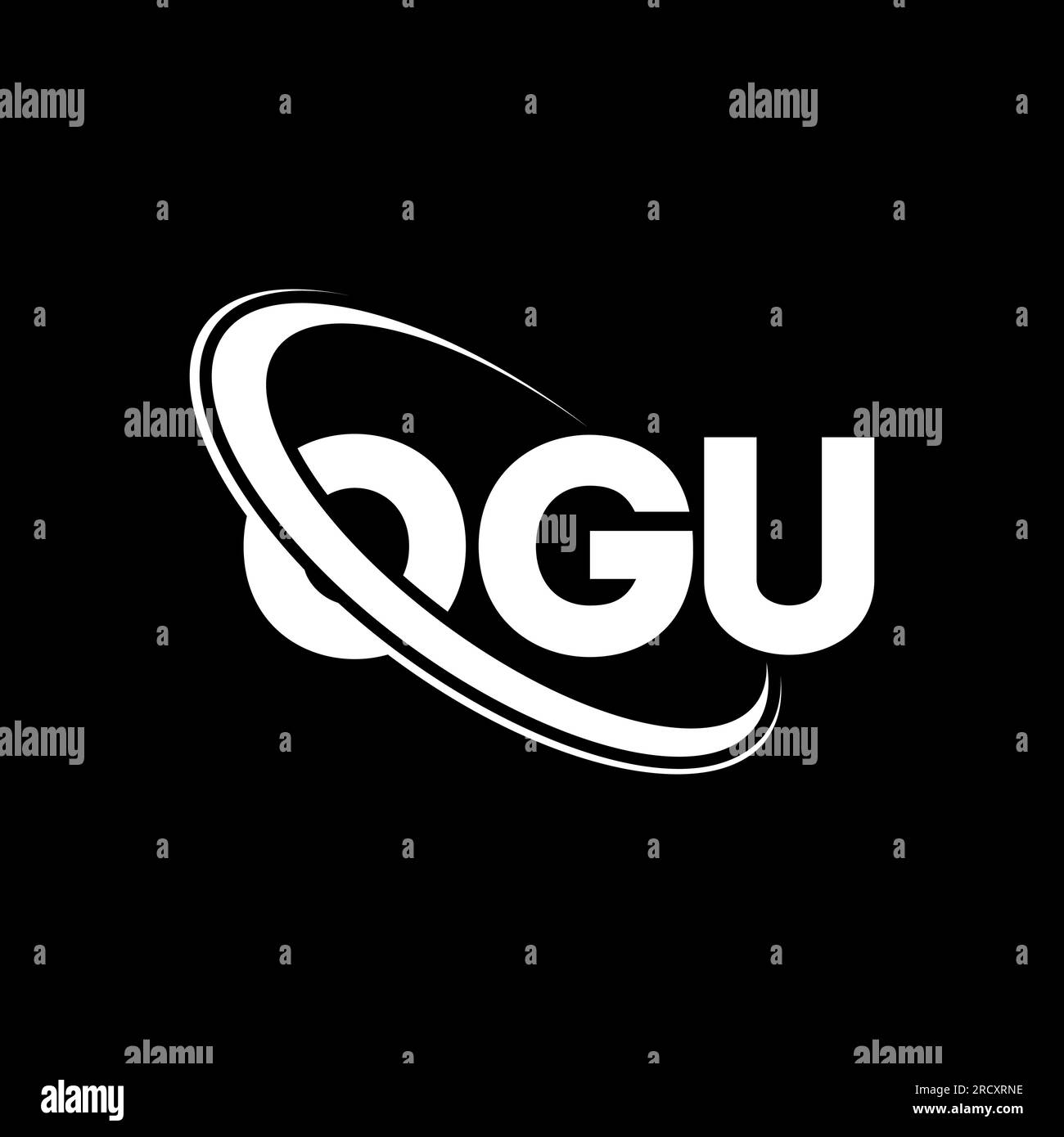 OGU logo. OGU letter. OGU letter logo design. Initials OGU logo linked with circle and uppercase monogram logo. OGU typography for technology, busines Stock Vector