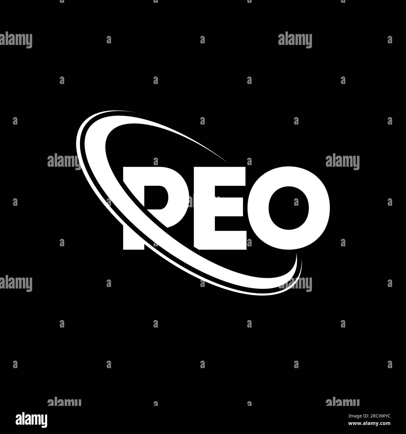 PEO logo. PEO letter. PEO letter logo design. Initials PEO logo linked with circle and uppercase monogram logo. PEO typography for technology, busines Stock Vector