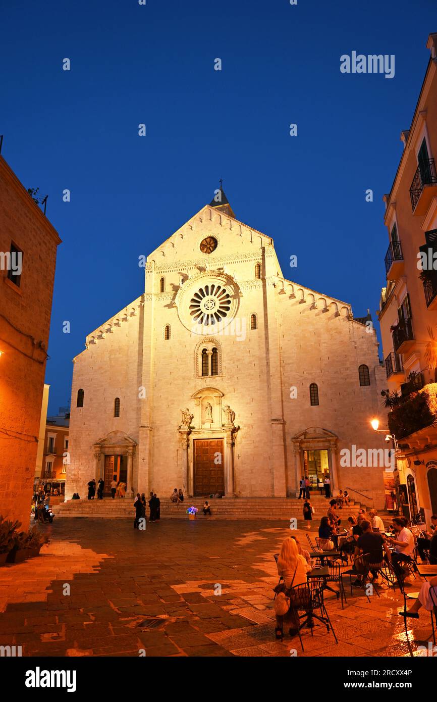 Bari Cathedral illuminated Stock Photo