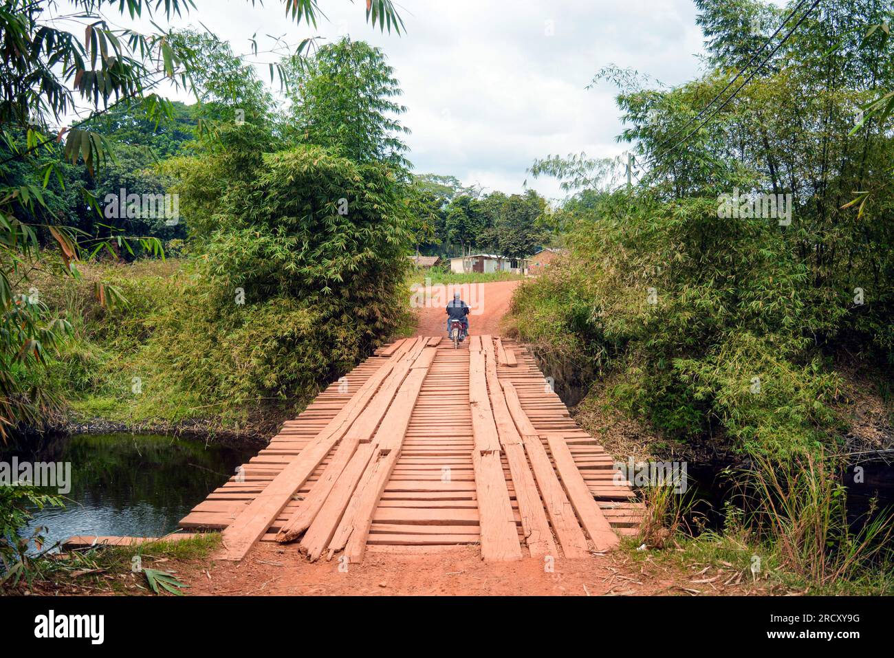 wooden bridge on the road to Sibiti (southern Congo), 25 September 2016 Stock Photo