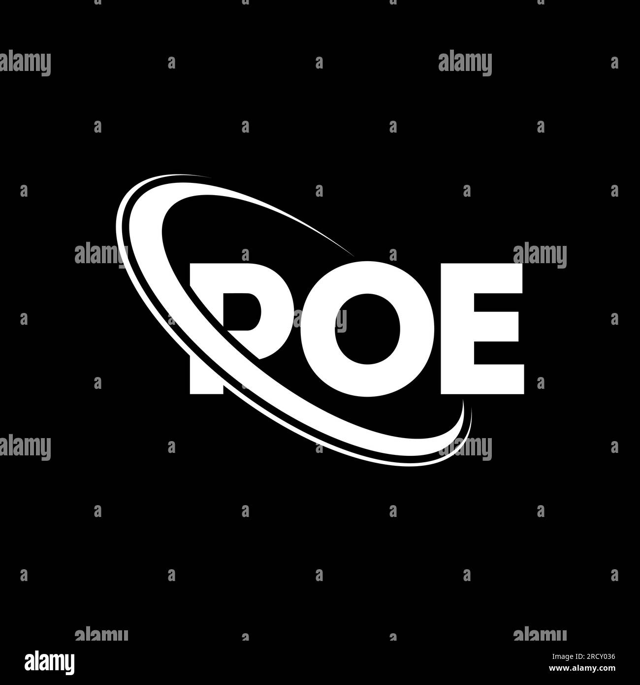POE logo. POE letter. POE letter logo design. Initials POE logo linked with circle and uppercase monogram logo. POE typography for technology, busines Stock Vector