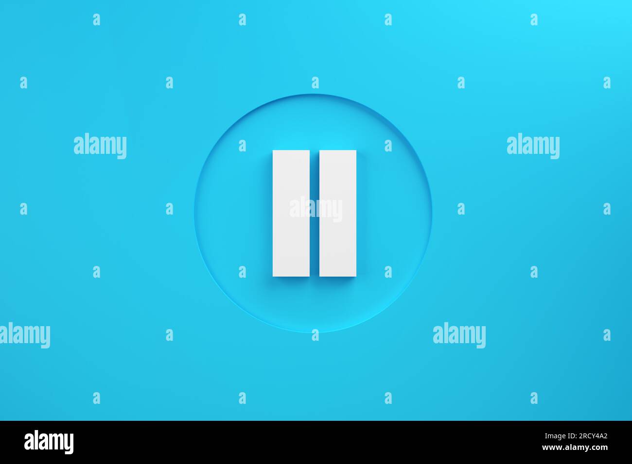 Pause symbol or push button on blue background. Taking a break or