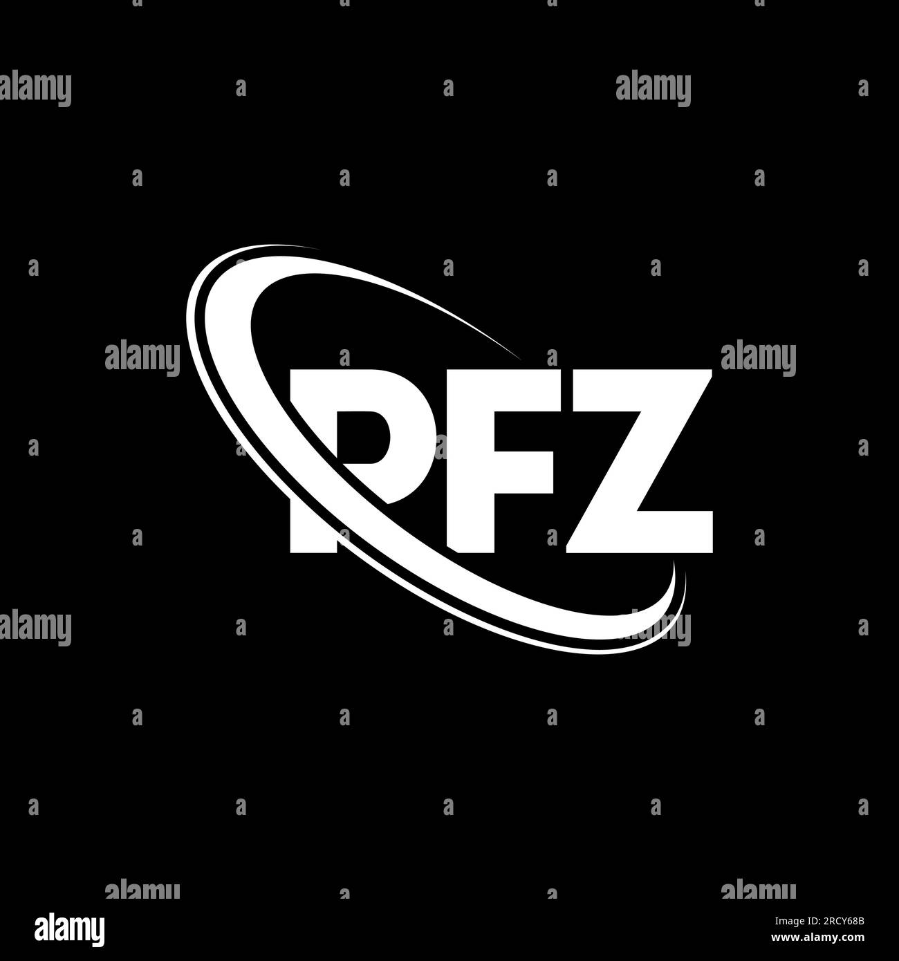 PFZ logo. PFZ letter. PFZ letter logo design. Initials PFZ logo linked with circle and uppercase monogram logo. PFZ typography for technology, busines Stock Vector