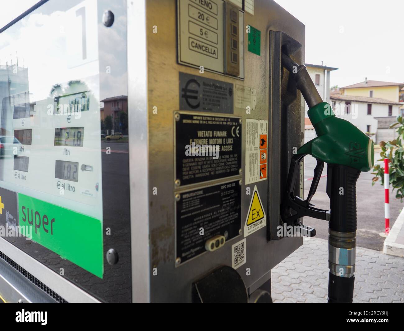 Cremona, Italy July 3 20223 Self service vintage fuel pump at Eni