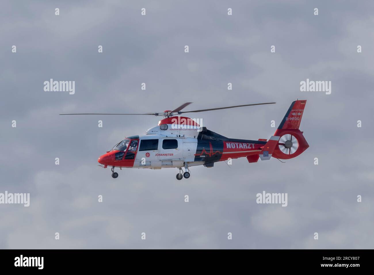 Intensive Care Transport Helicopter D-HFOG at the Nuerburgring Stock Photo