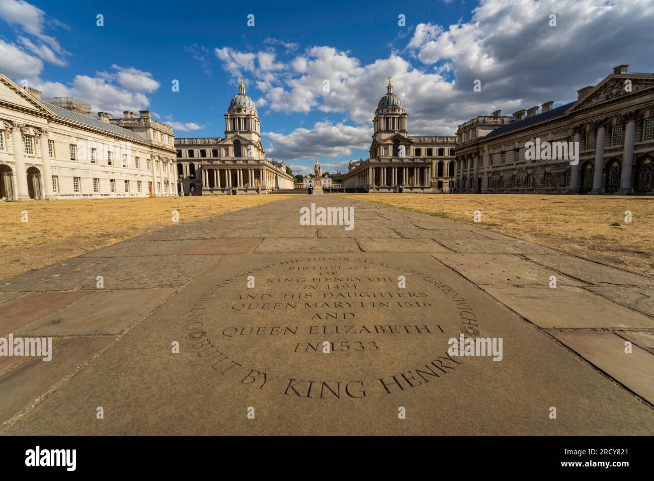 Greenwich cityscape. A London borough and the birthplace of King Henry VIII, Queen Mary I and Elizabeth I. Visit the Royal museums and Observatory. Stock Photo