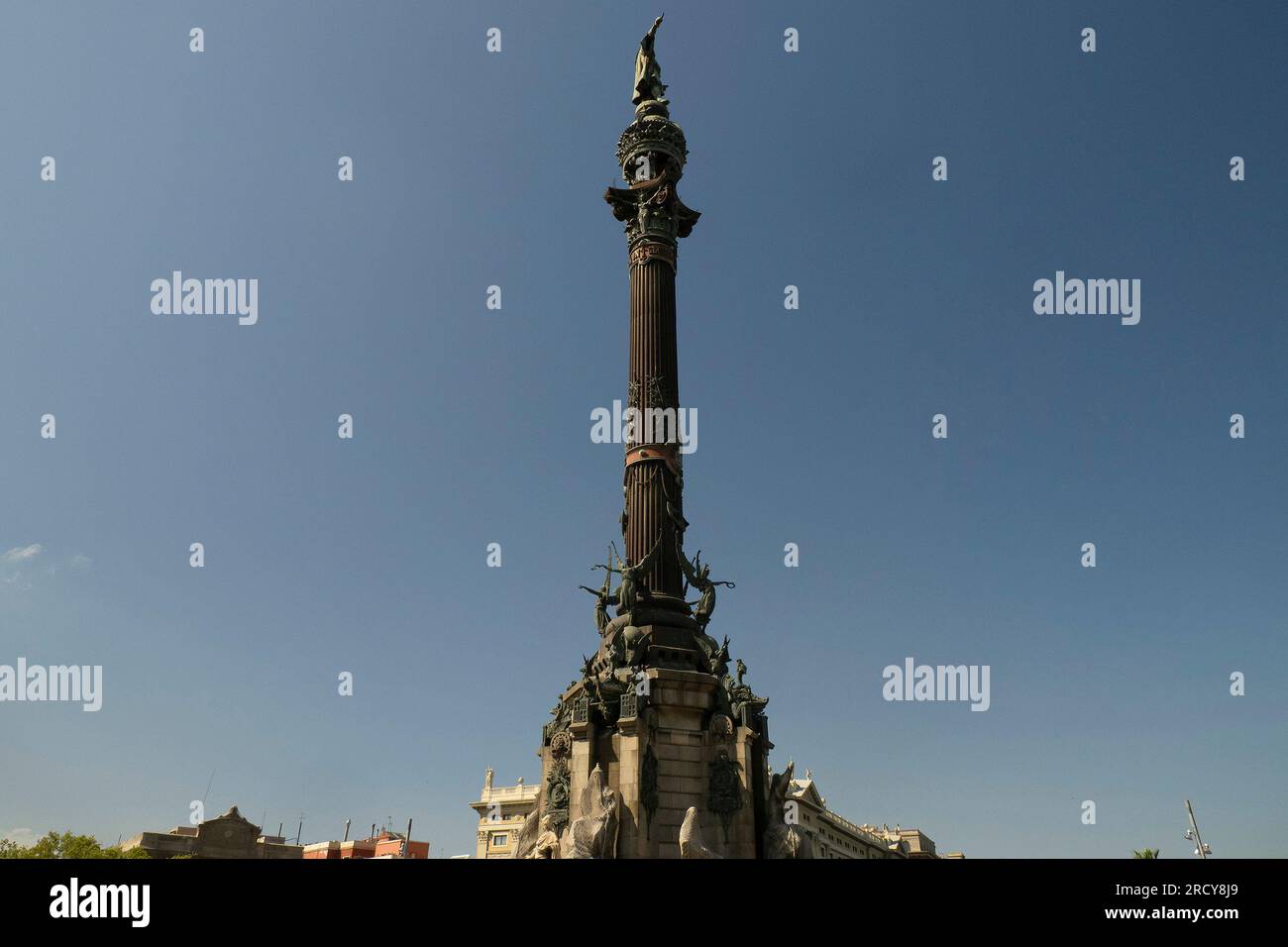 The columbus monument column sculpture barcelona Spain Stock Photo - Alamy