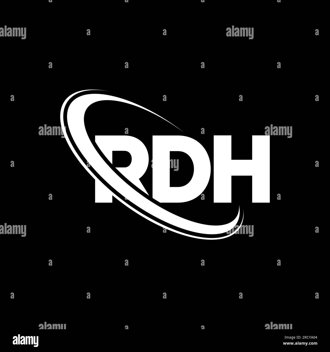 RDH logo. RDH letter. RDH letter logo design. Initials RDH logo linked with circle and uppercase monogram logo. RDH typography for technology, busines Stock Vector