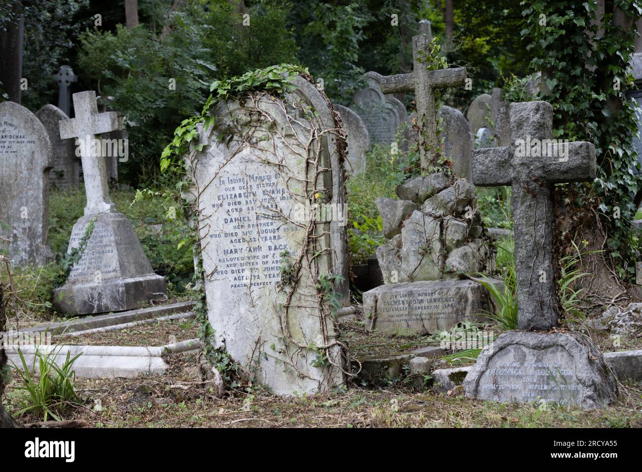 London, UK- 16 July 2023:  Highgate Cemetery East in London, England. Stock Photo