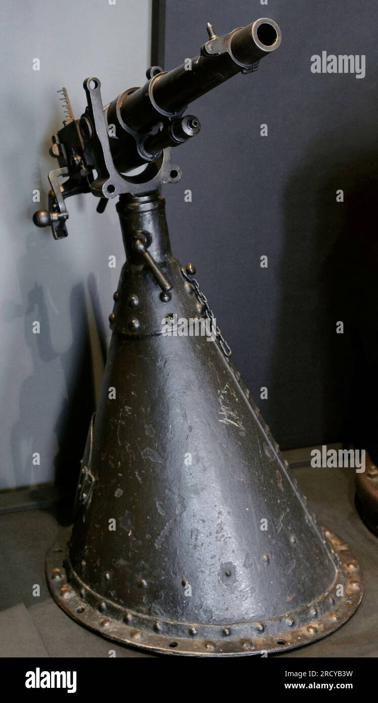 37 mm Hotchkiss naval gun. Russia. Latvian War Museum. Riga. Latvia. Stock Photo