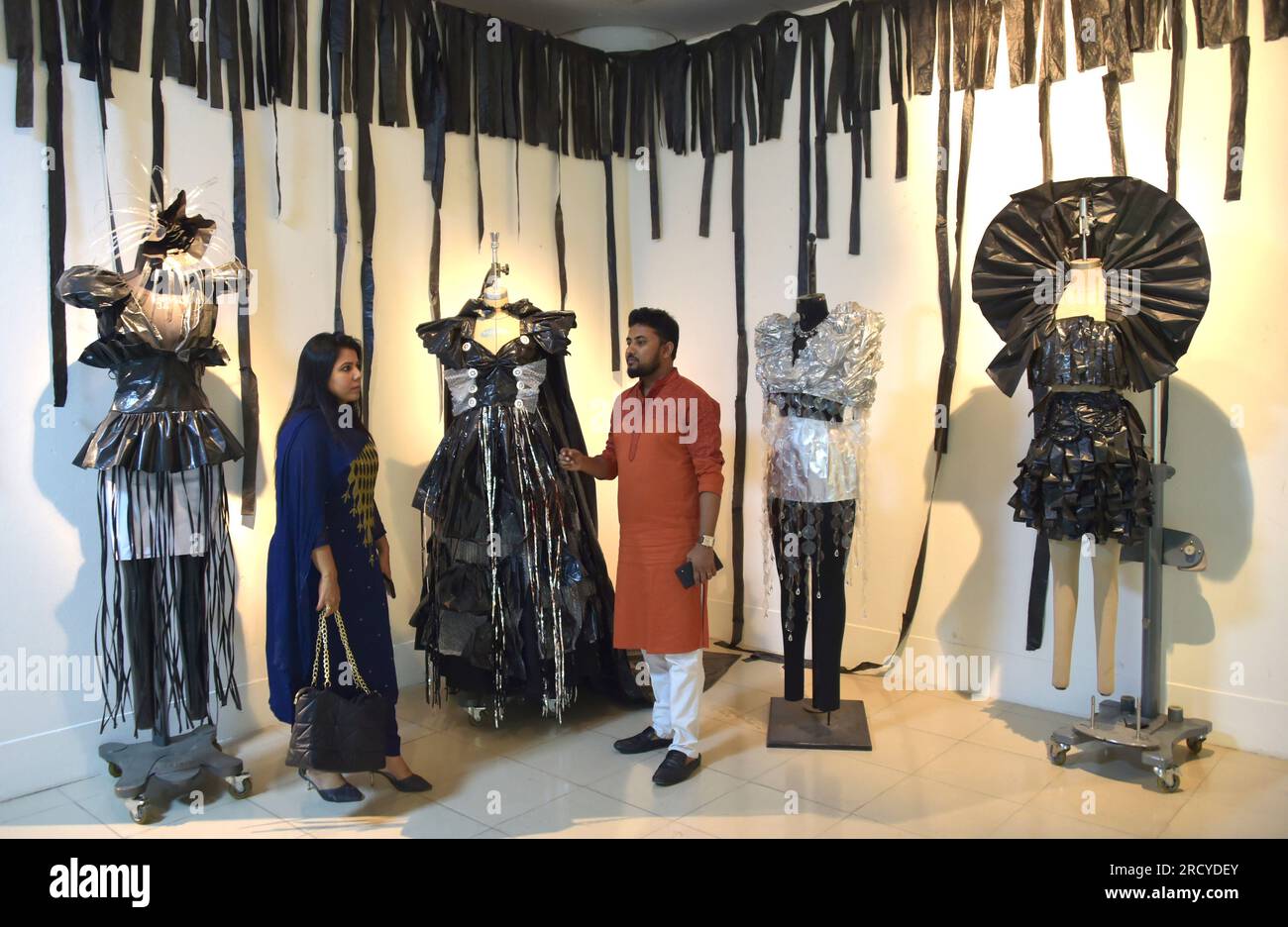 Dhaka. 17th July, 2023. People visit the 25th National Art Exhibition