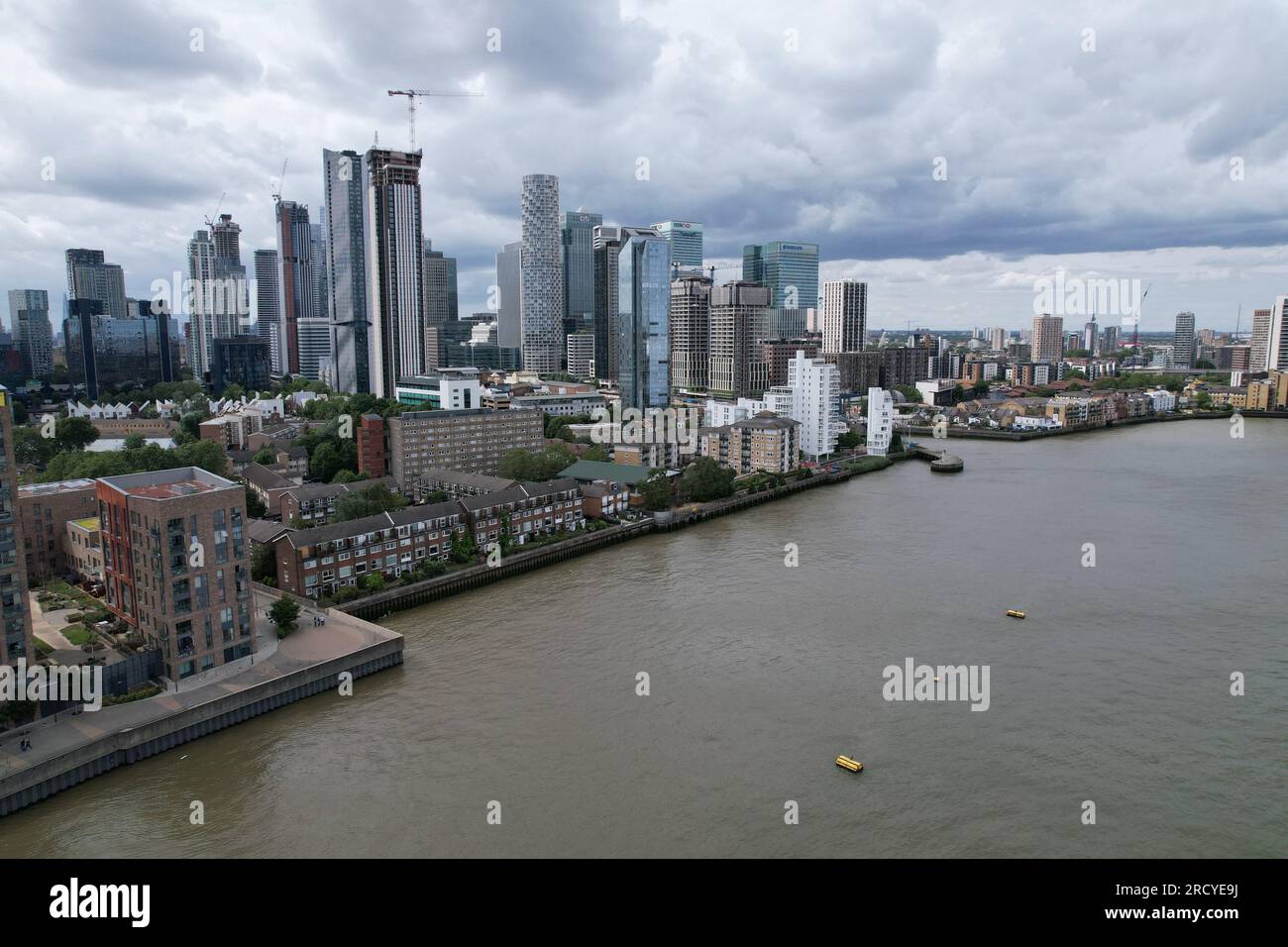 Canary wharf apartments london business district aerial stock photo alamy