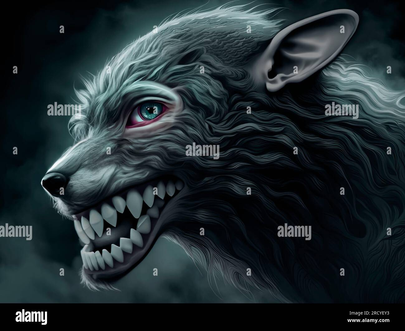 Werewolf face with obvious human features Stock Photo - Alamy