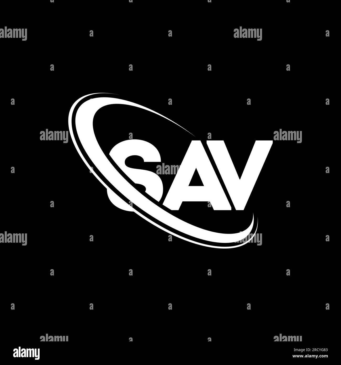 SAV logo. SAV letter. SAV letter logo design. Initials SAV logo linked with circle and uppercase monogram logo. SAV typography for technology, busines Stock Vector
