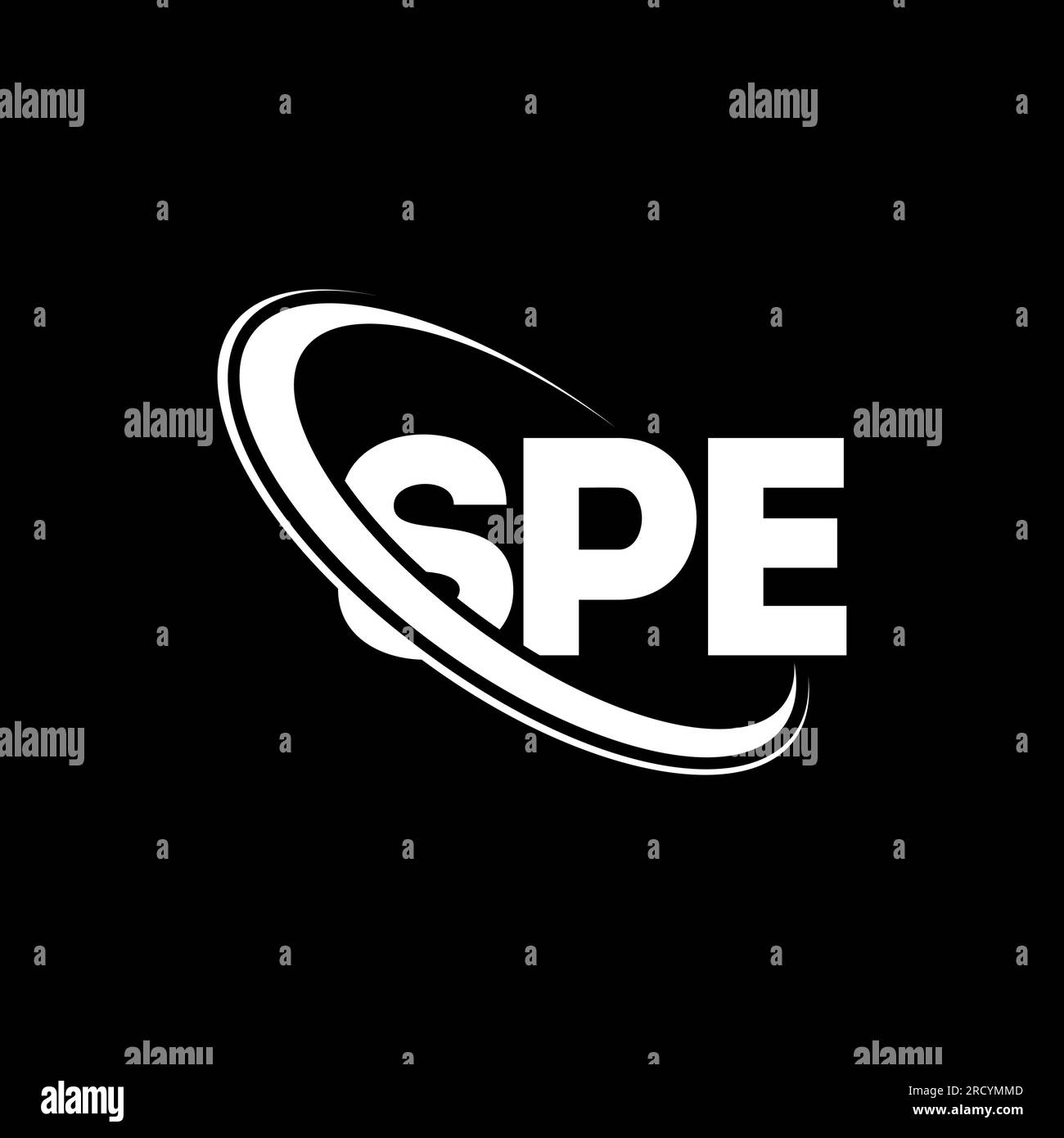 SPE logo. SPE letter. SPE letter logo design. Initials SPE logo linked with circle and uppercase monogram logo. SPE typography for technology, busines Stock Vector