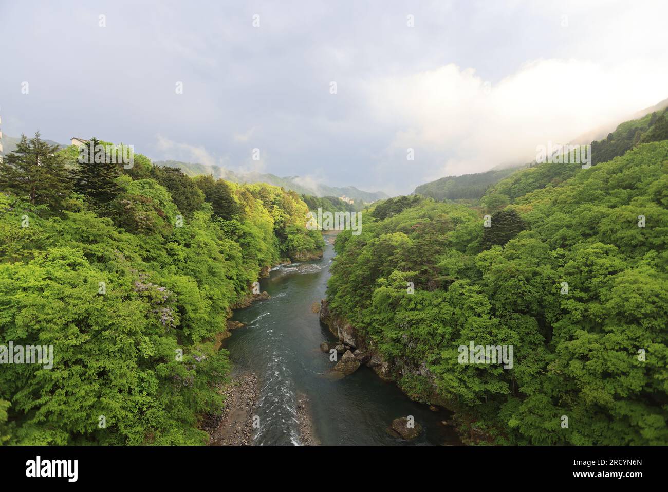 beautiful landscape of Kinugawa river and Kinugawa town Stock Photo Alamy