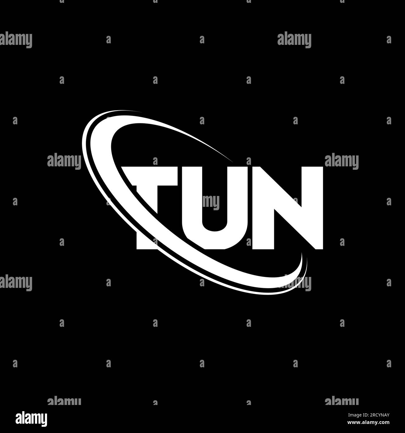 TUN logo. TUN letter. TUN letter logo design. Initials TUN logo linked with circle and uppercase monogram logo. TUN typography for technology, busines Stock Vector