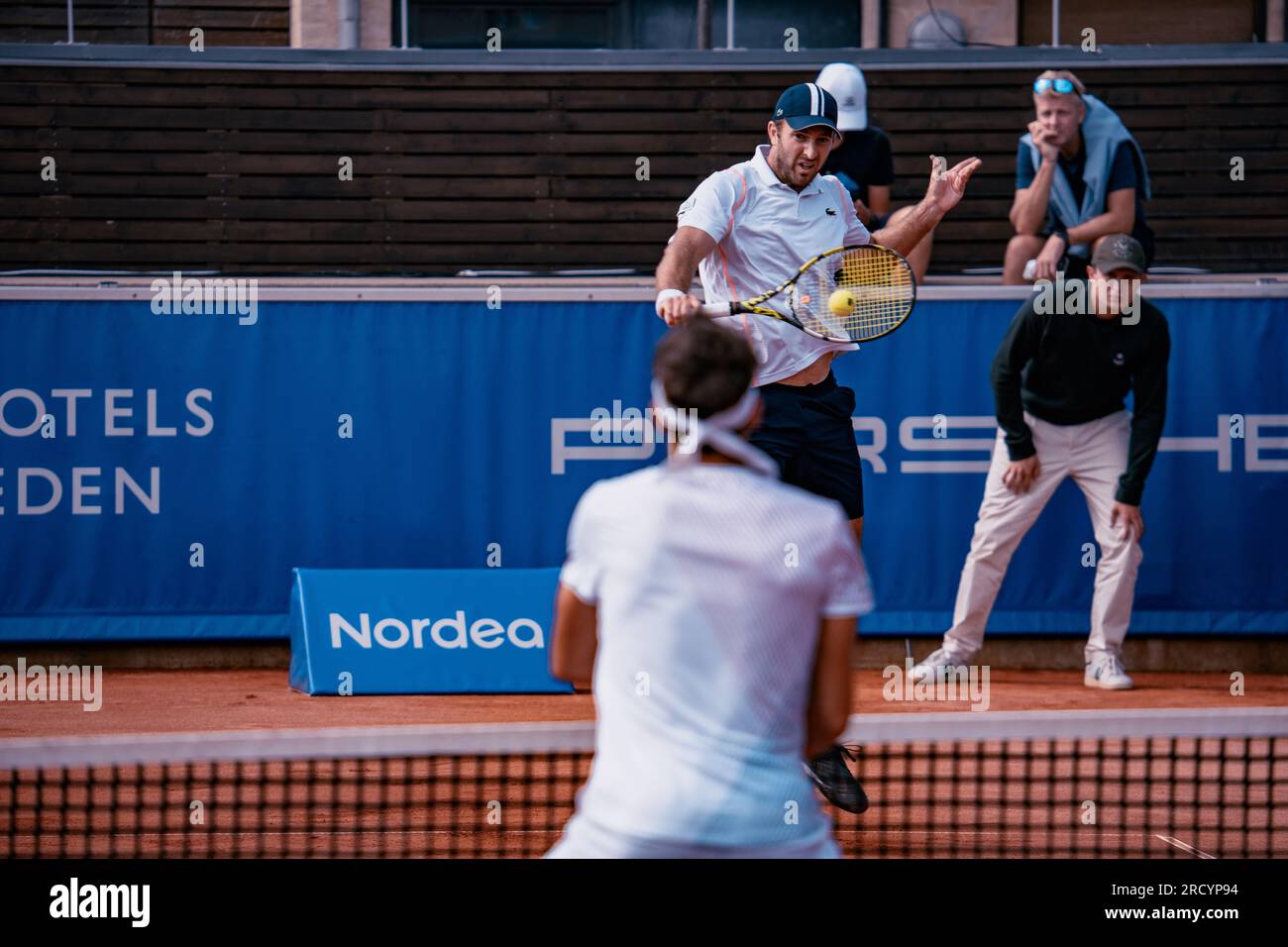 Båstad, Sweden. 07 17 2023. Fabrice Martin and Andreas Mies against Tomas Martin Etcheverry and Guillermo Duran first round. Fabrice Martin and Andreas Mies won in two sets. Credit: Daniel Bengtsson/Alamy Live News Stock Photo