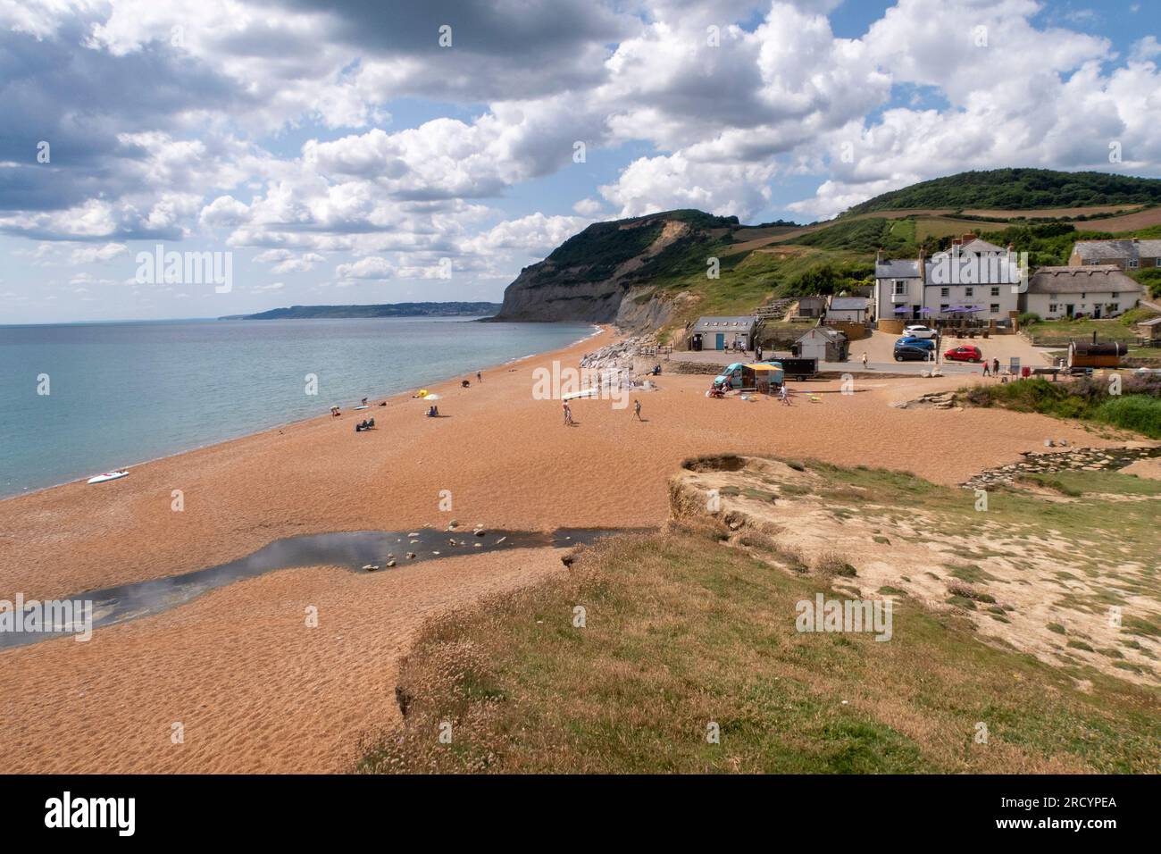 River Winniford crosses the beach and meets the sea at Seatown, nr