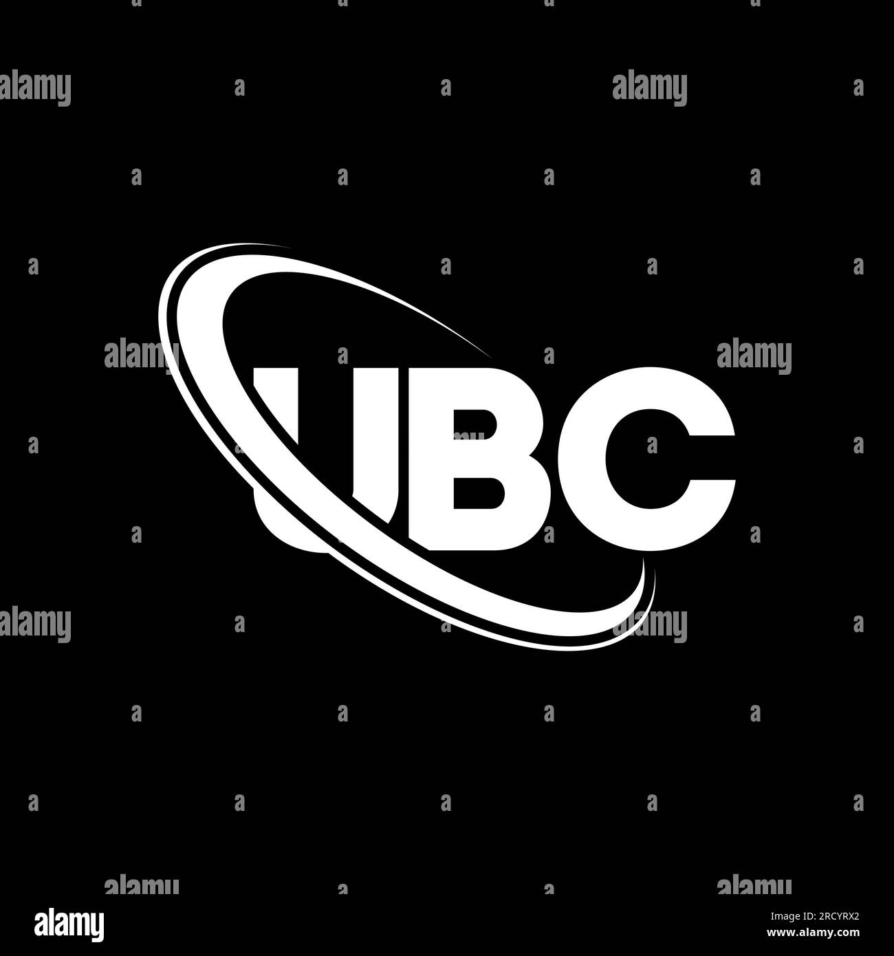 UBC logo. UBC letter. UBC letter logo design. Initials UBC logo linked with circle and uppercase monogram logo. UBC typography for technology, busines Stock Vector