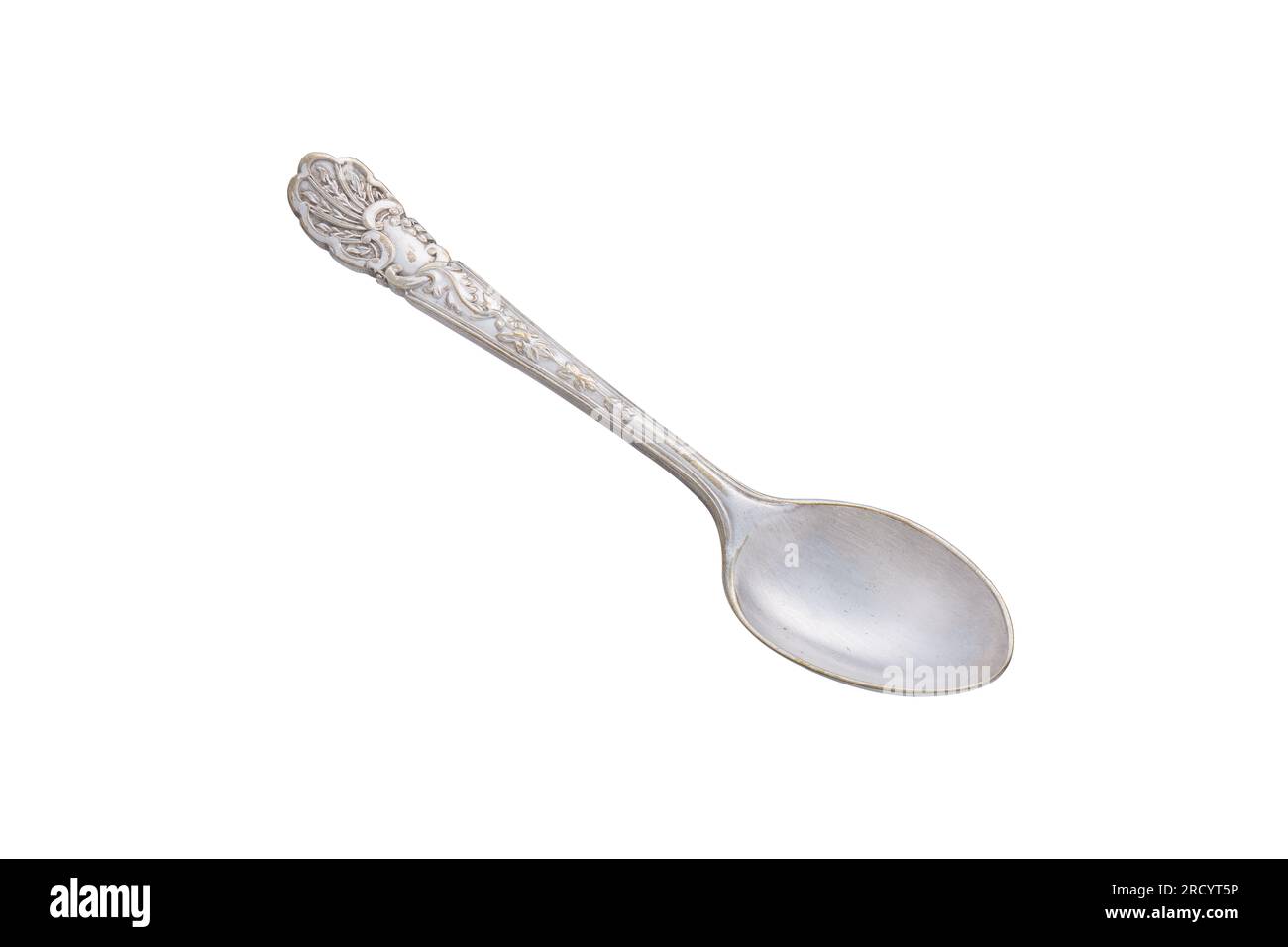 Metal dessert spoon, cut out, photo stacking Stock Photo