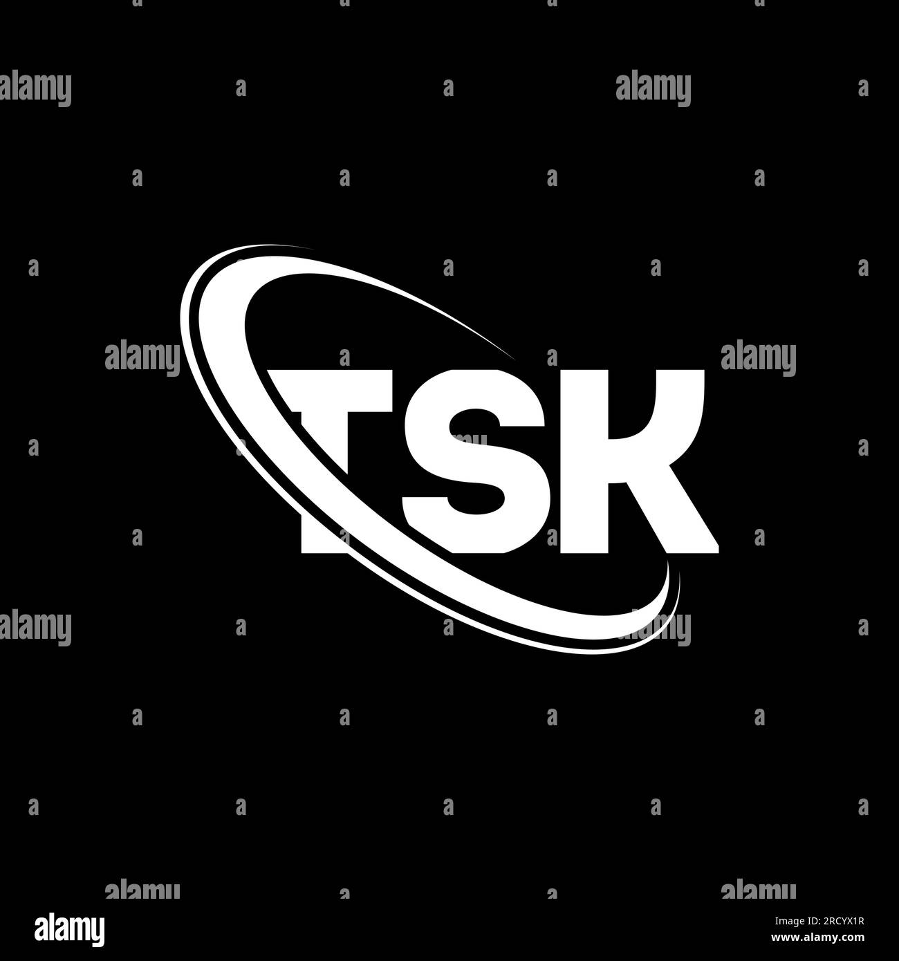 TSK logo. TSK letter. TSK letter logo design. Initials TSK logo linked with circle and uppercase monogram logo. TSK typography for technology, busines Stock Vector