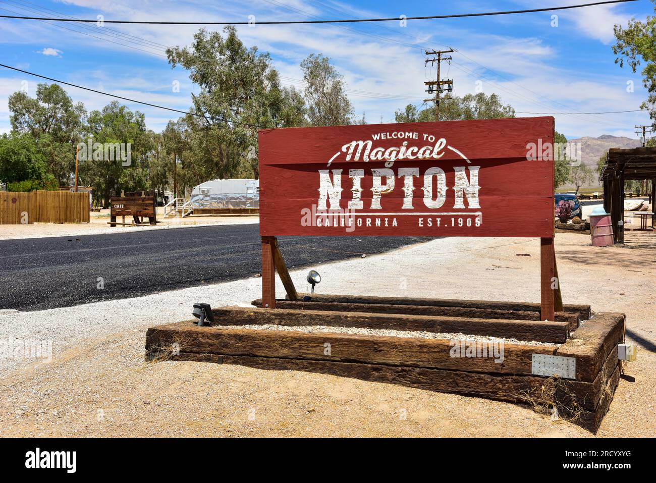 Welcome to Nipton Sign, Nipton, California Stock Photo