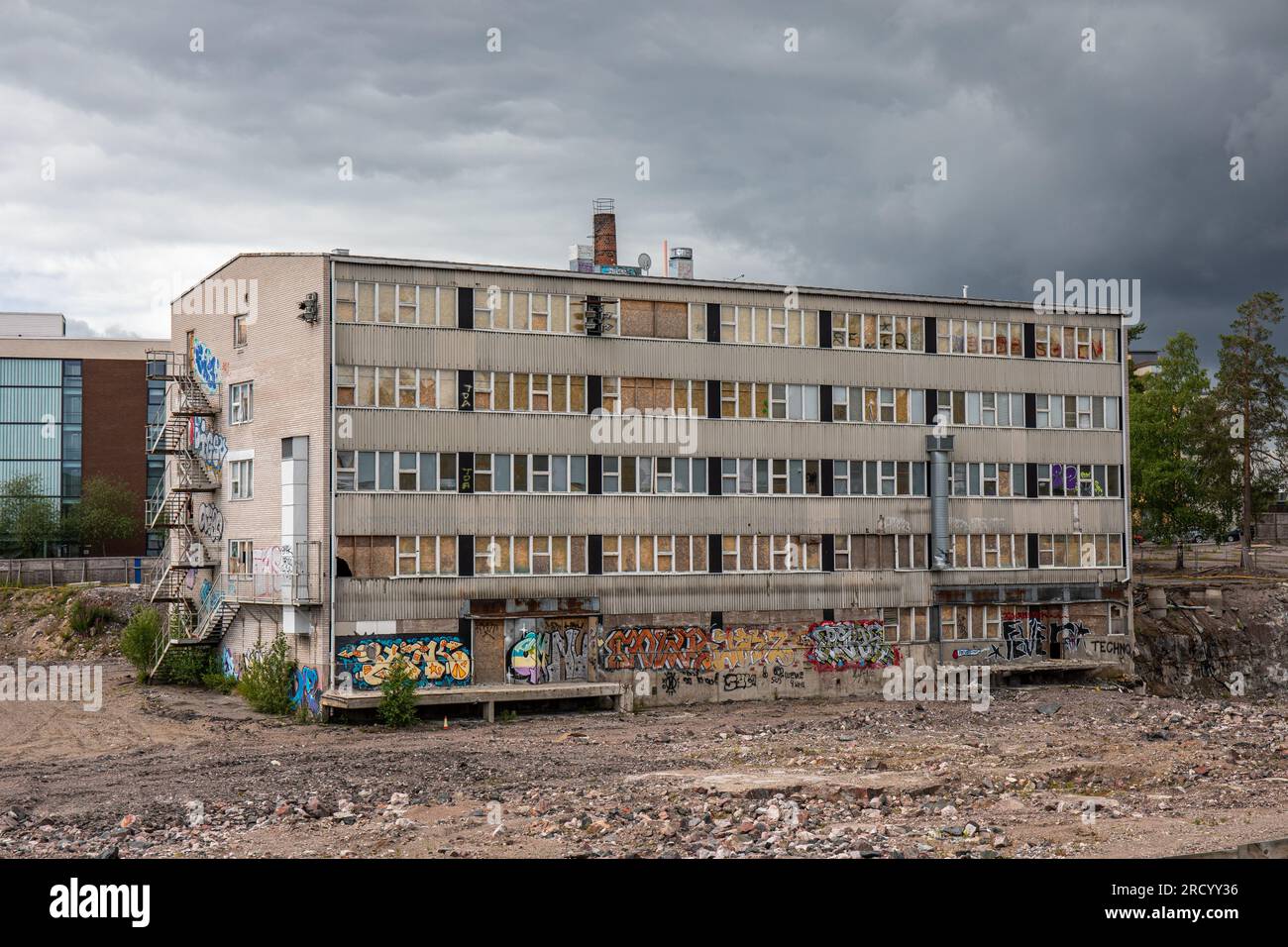 Abandoned industrial building in Pitäjänmäki district of Helsinki, Finland Stock Photo