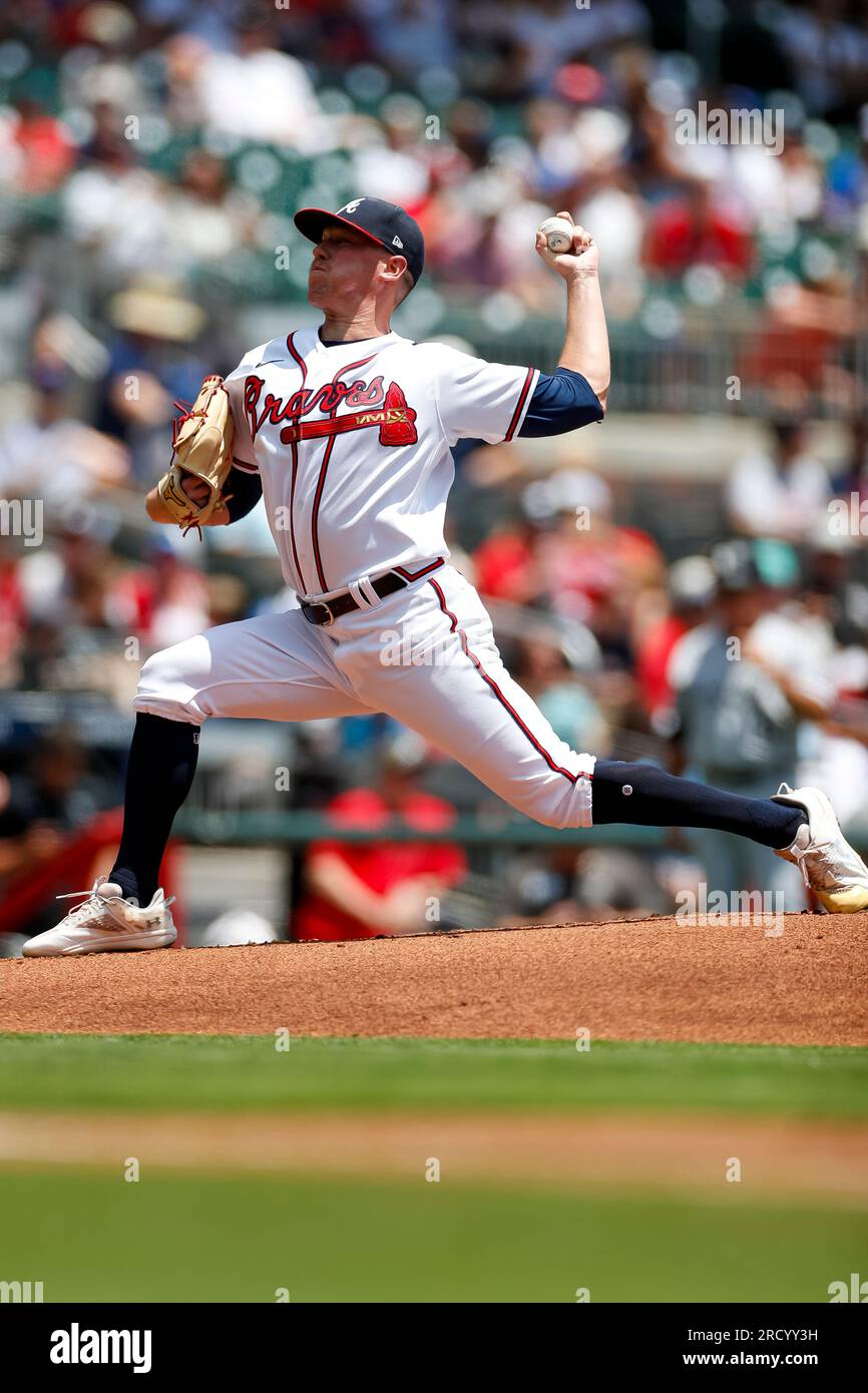 Atlanta Braves relief pitcher Kolby Allard (49) throws to the plate during  a MLB regular season game between the Chicago White Sox and Atlanta Braves  Stock Photo - Alamy