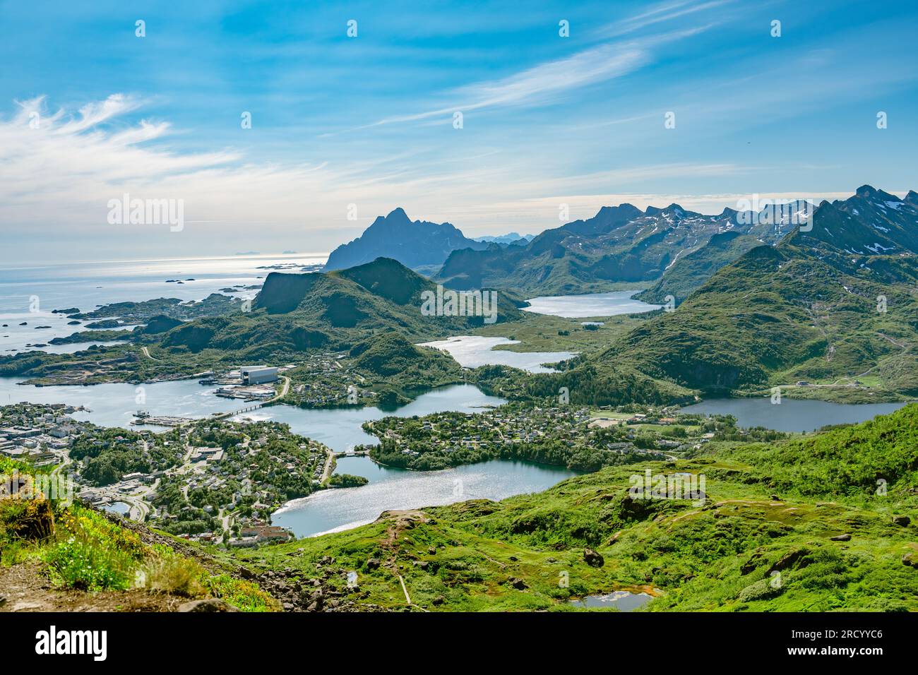 Dramatic, Picturesque scene, Breathtaking, Impressive summer landscape of lofoten island, Norway Stock Photo