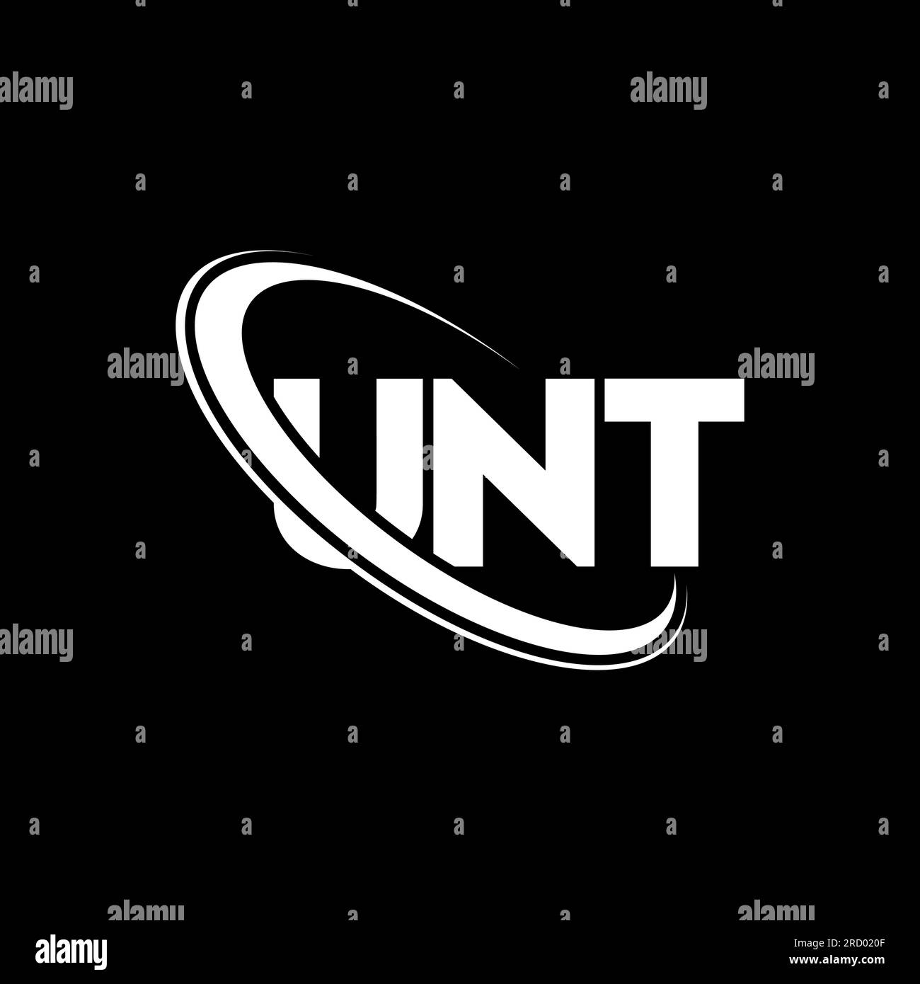 UNT logo. UNT letter. UNT letter logo design. Initials UNT logo linked with circle and uppercase monogram logo. UNT typography for technology, busines Stock Vector