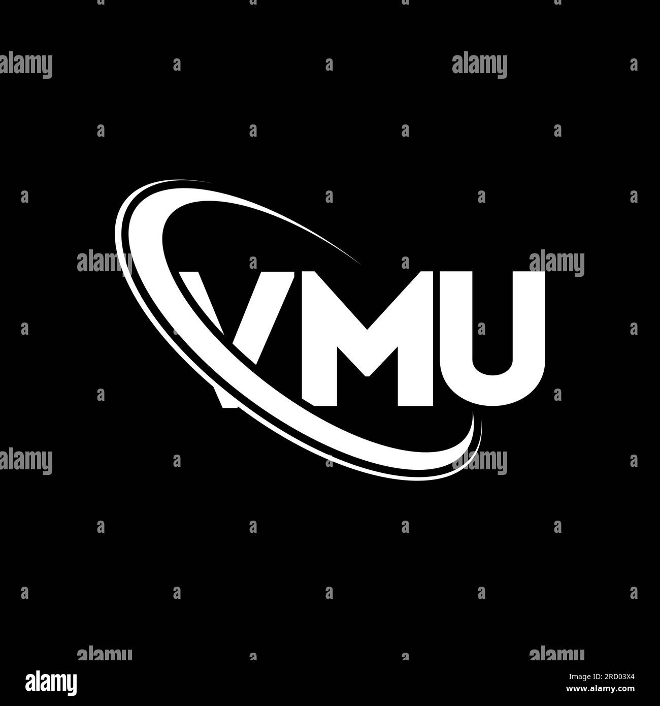 VMU logo. VMU letter. VMU letter logo design. Initials VMU logo linked with circle and uppercase monogram logo. VMU typography for technology, busines Stock Vector