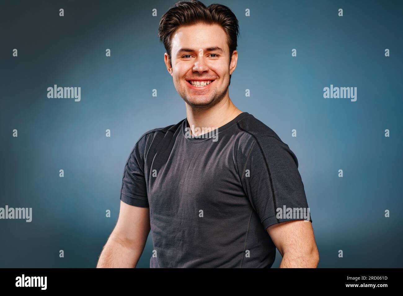 Young man laughing portrait Stock Photo