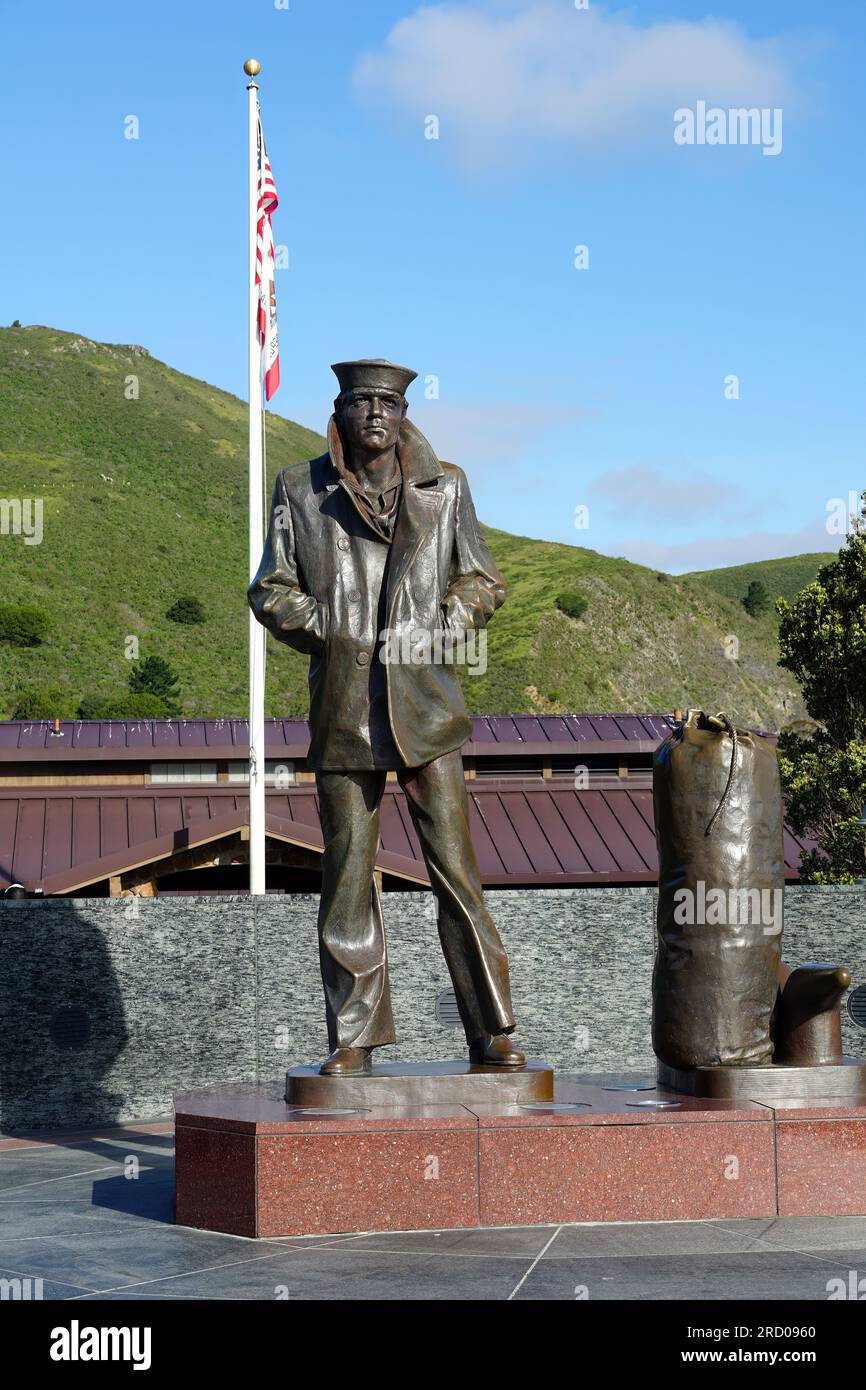 The Lone Sailor statue, bronze sculpture, San Francisco, California