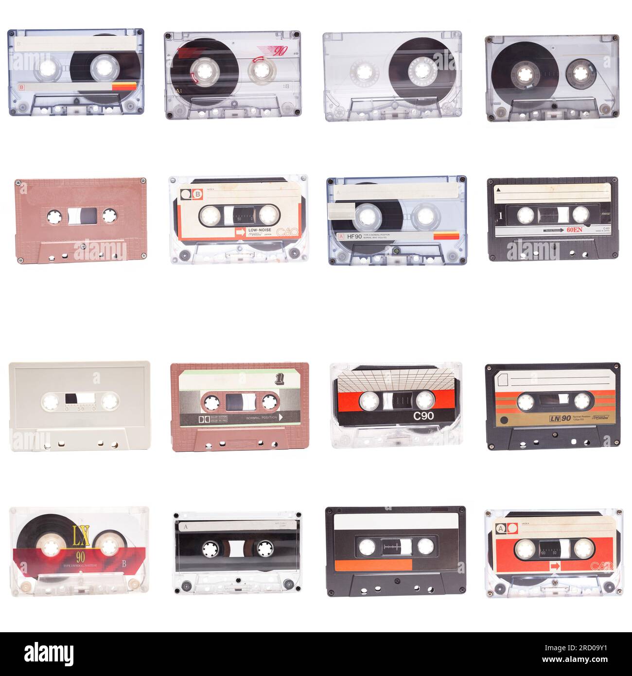 Collage of various vintage audio cassettes tapes isolated on white Stock Photo Alamy