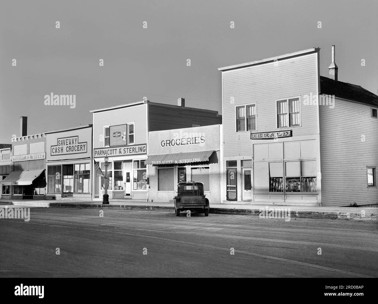 Main Street, Three Forks, Montana, USA, Arthur Rothstein, U.S. Farm Security Administration, June 1939 Stock Photo