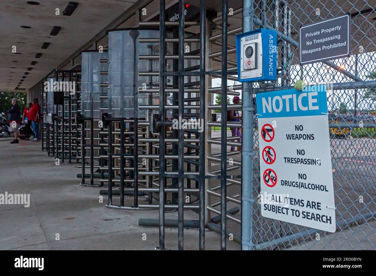 Sterling Heights, Michigan Turnstiles greet auto workers entering or