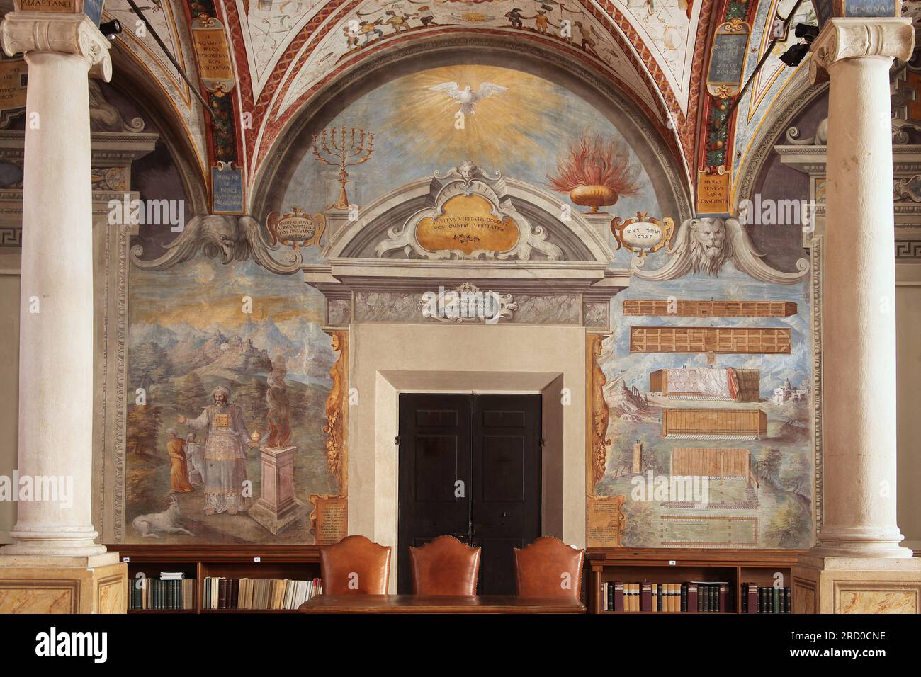 North door, Monumental Library , Biblioteca Monumentale, Abbey of San Giovanni Evangelista, Parma, Lombardia, Italy Stock Photo