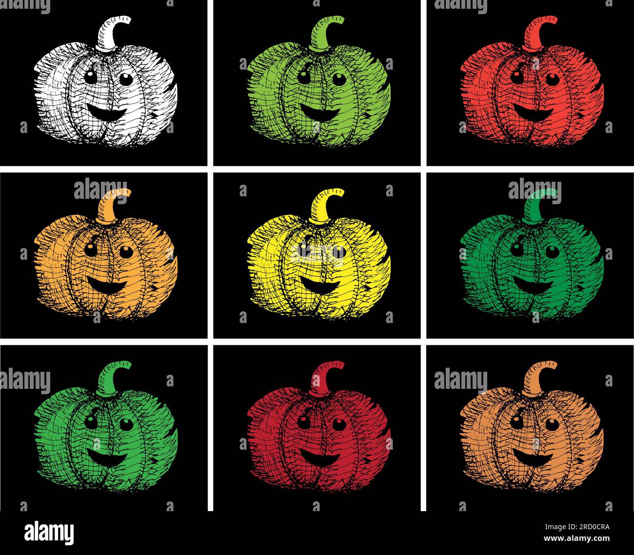 Print Of Pumpkins For Halloween On A Black Background Imprint   Print Of Pumpkins For Halloween On A Black Background Imprint Illustration Vector 2RD0CRA 