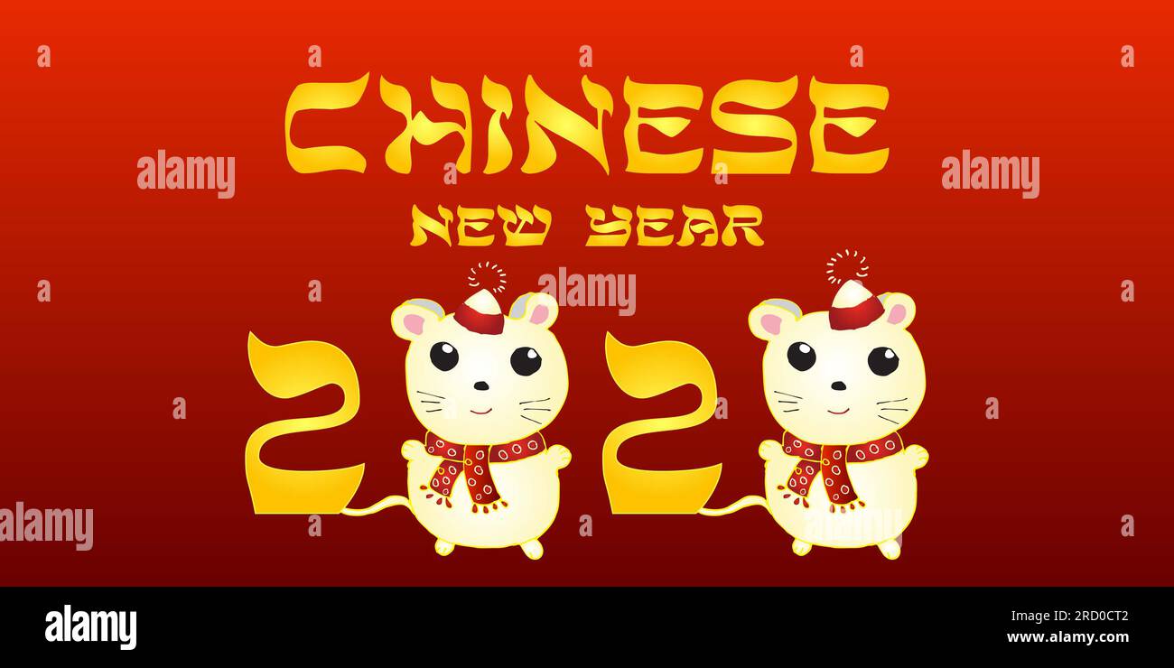 happy chinese new year on red background 2020, vector, illustration ...