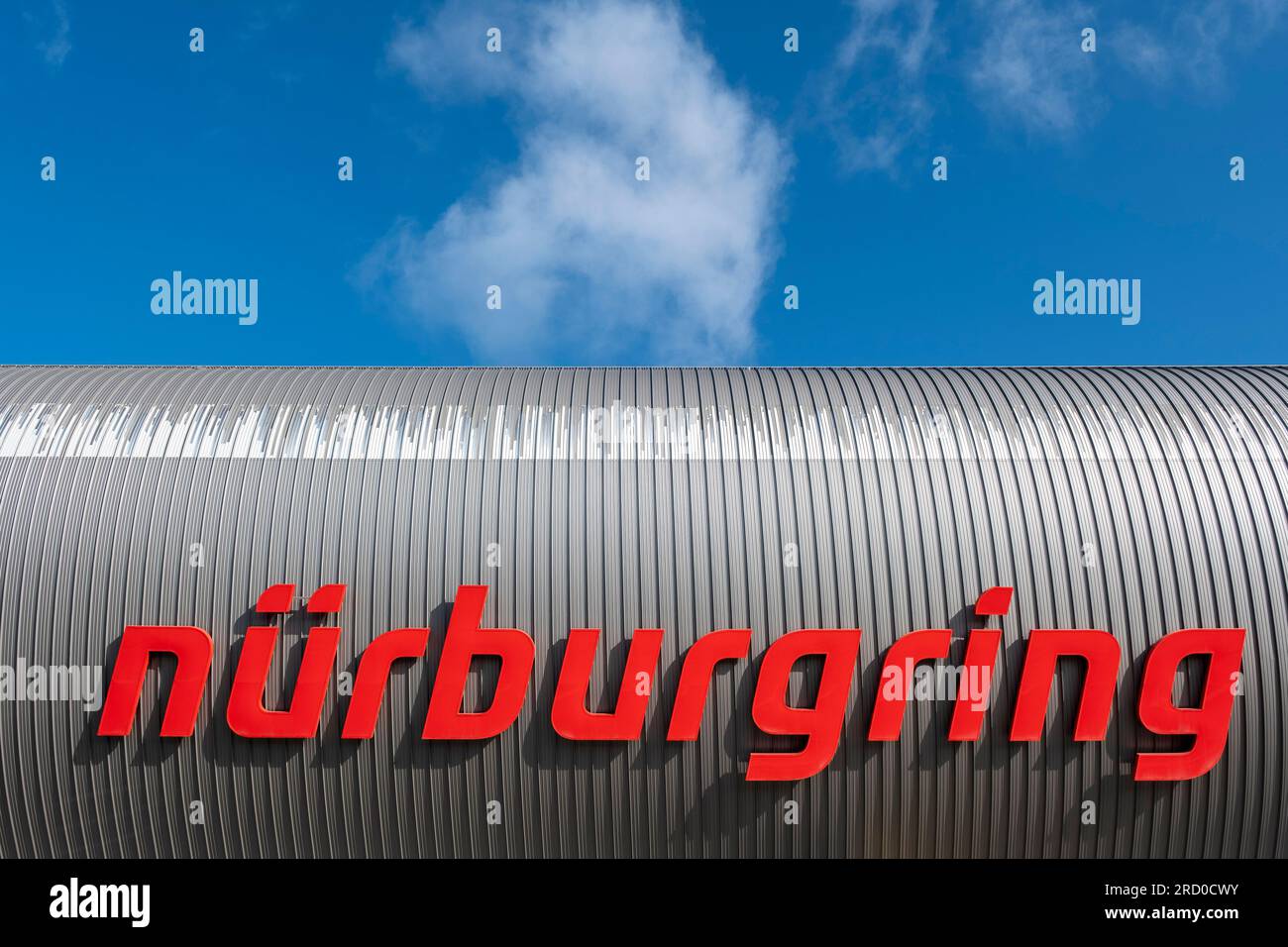 Nuerburgring lettering above the main entrance to the famous German race track Stock Photo
