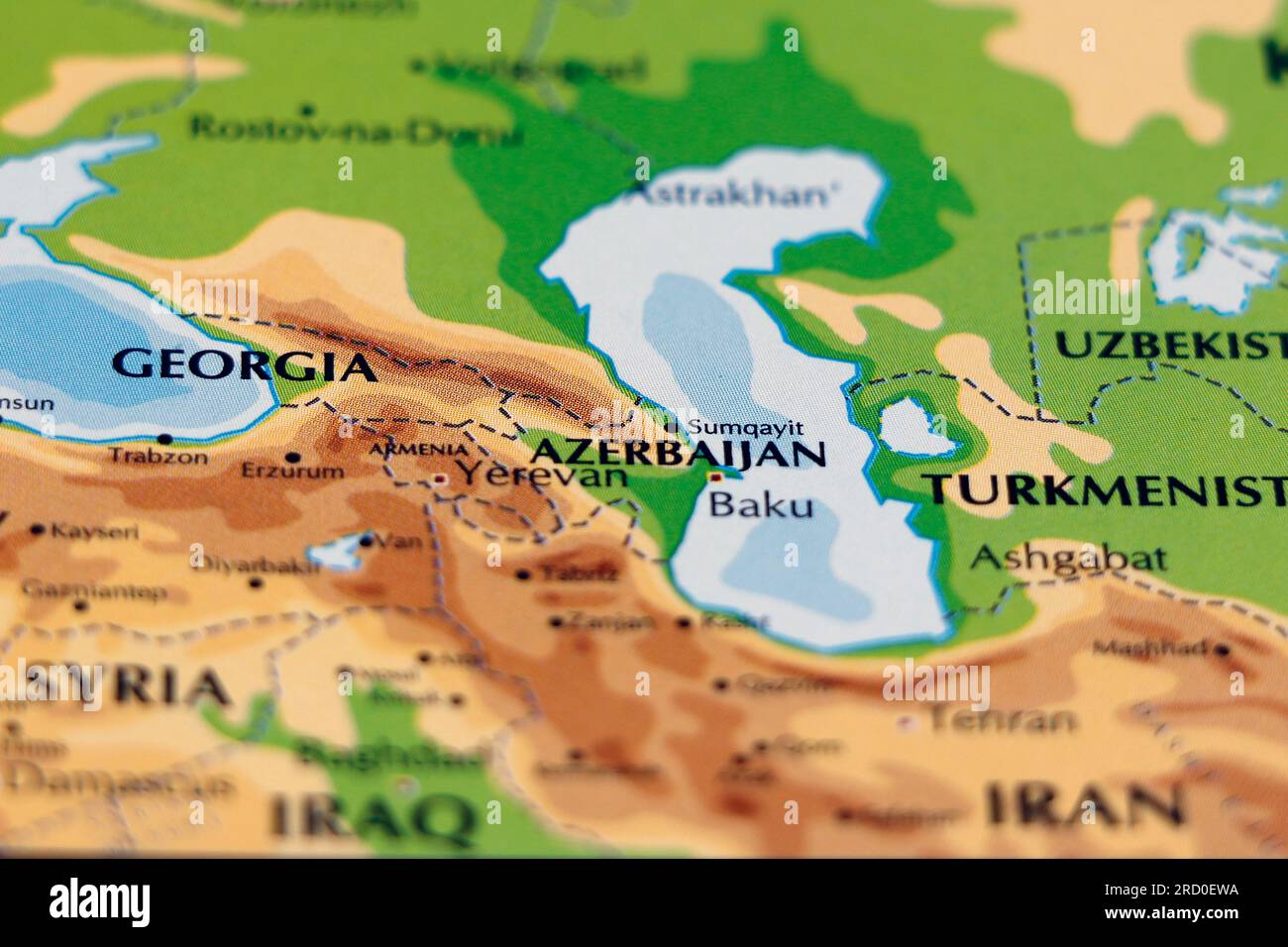 world map of azerbaijan and armenia, most popular tourist attraction Stock Photo Alamy