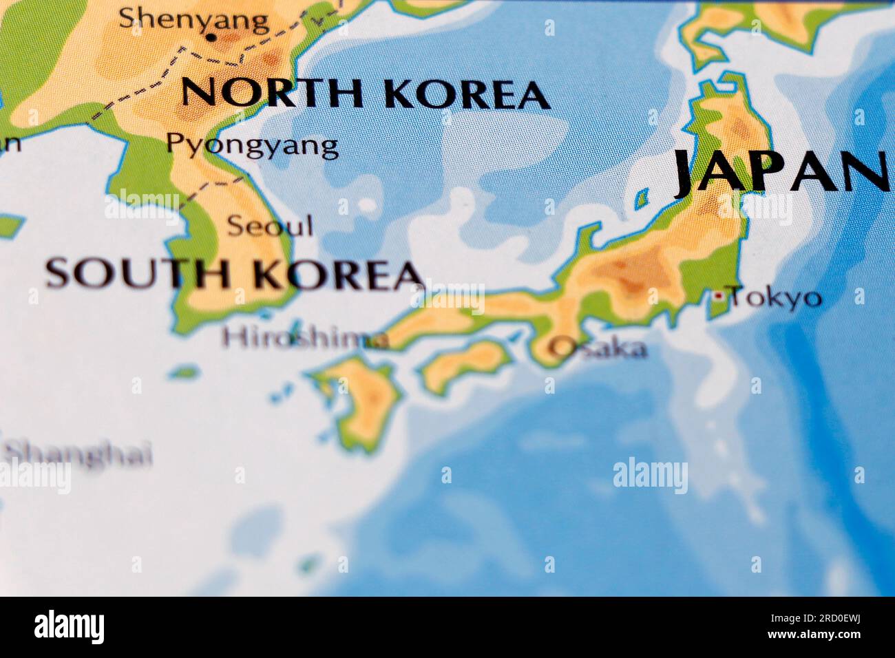 border line map of asia continent with bordering countries of japan